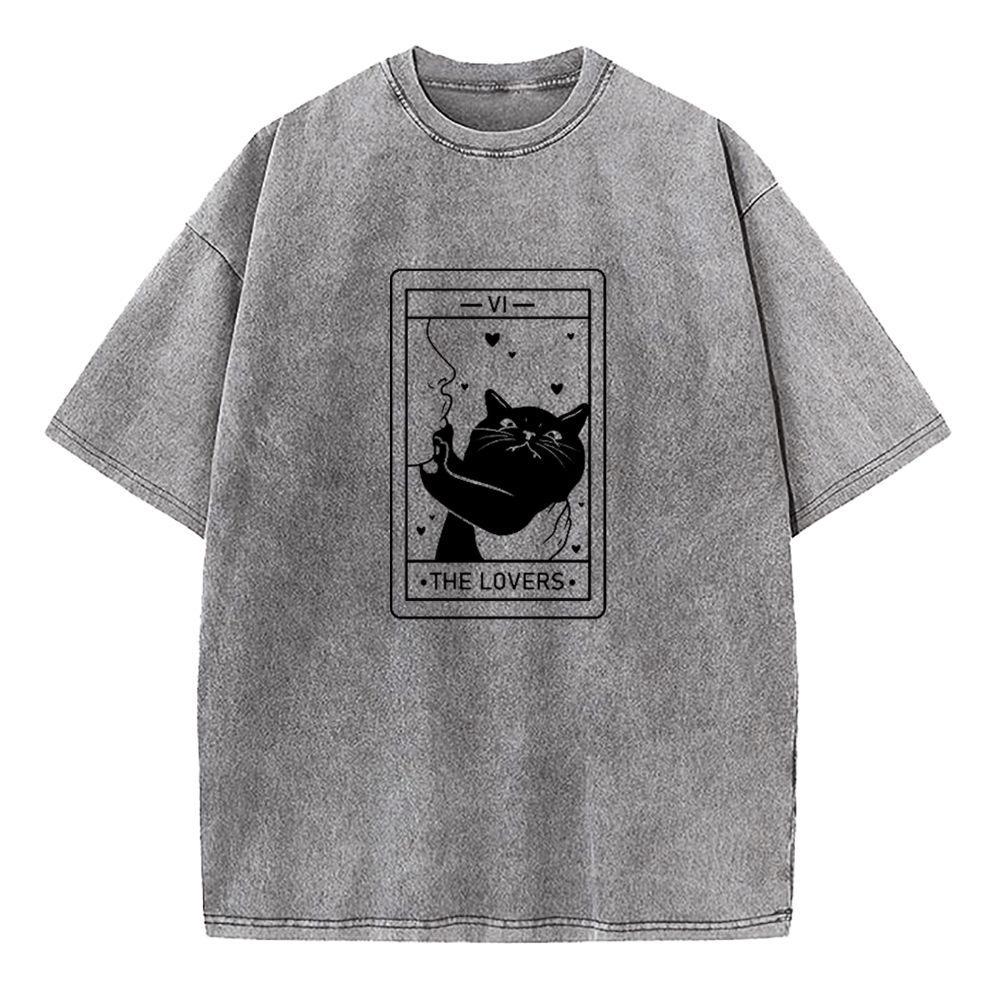 The Lovers Cat Tarot Washed T-Shirt