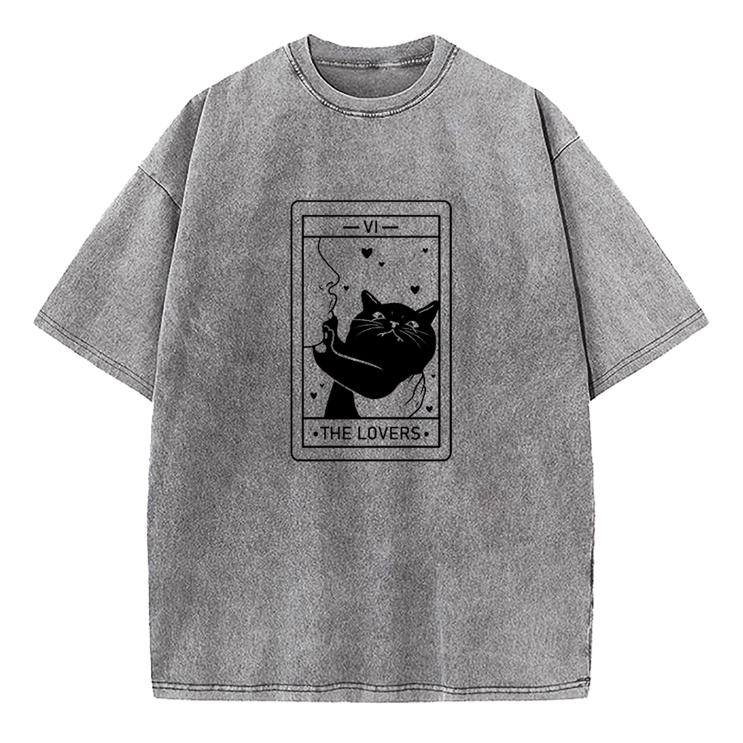 The Lovers Cat Tarot Washed T-Shirt