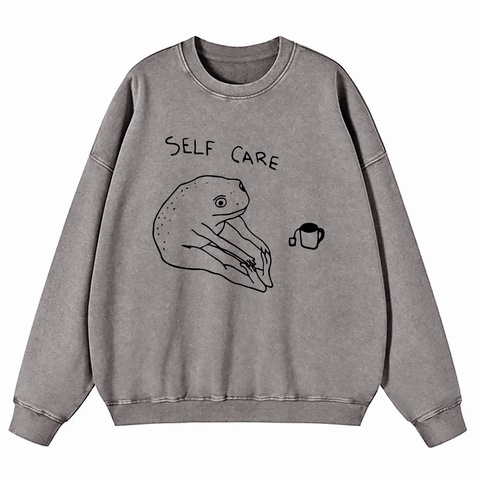 Self Care Frog Washed Sweatshirt