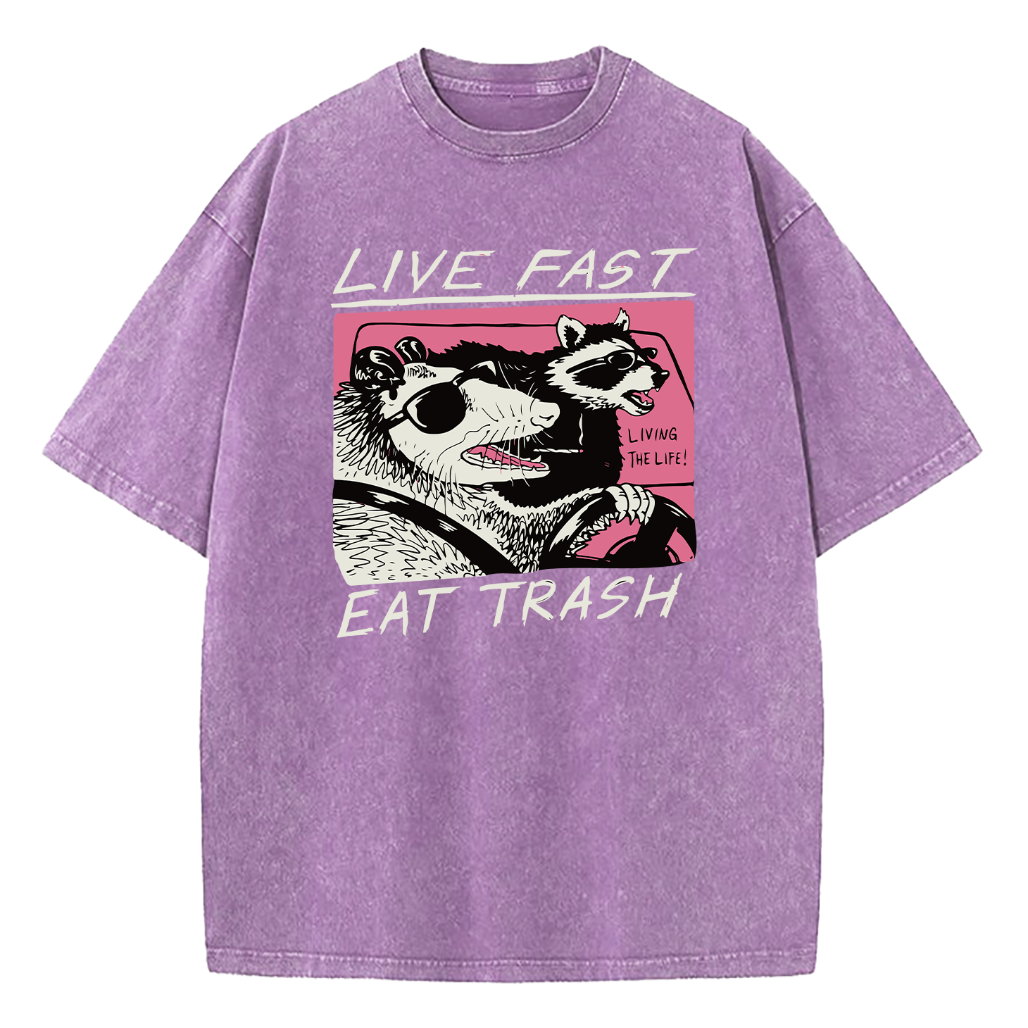 Live Fast! Eat Trash Raccoon Possum Animal Washed T-Shirt