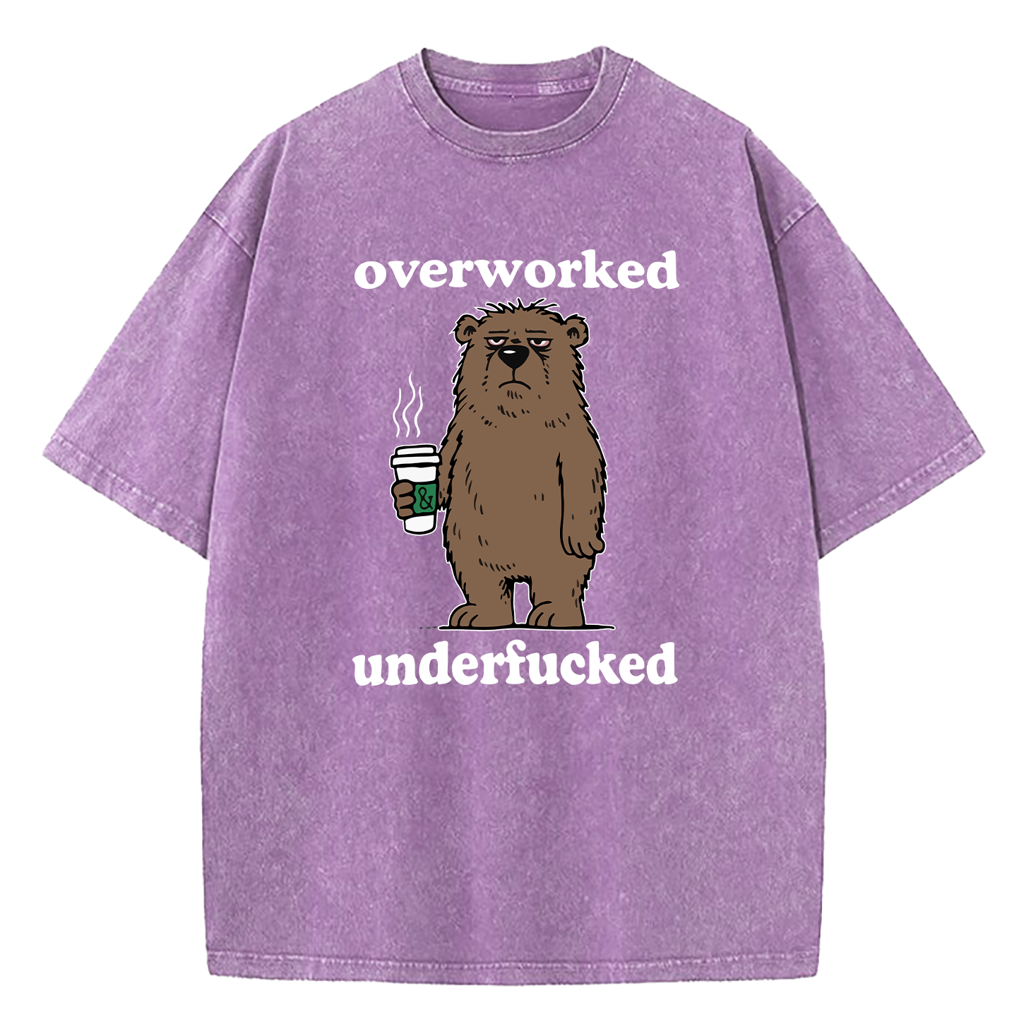 Bear Overworked Underfucked Washed T-Shirt