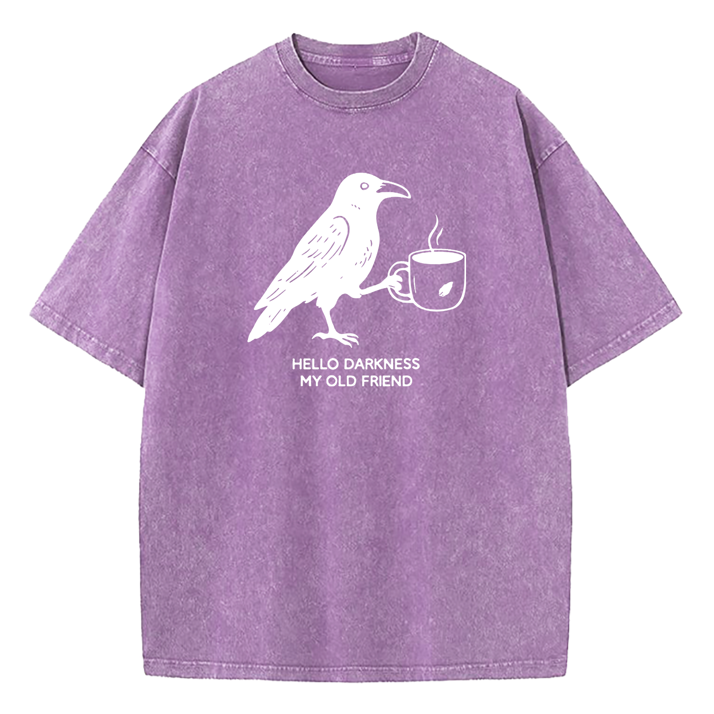 Hello Darkness My Old Friend Crow Coffee Washed T-Shirt