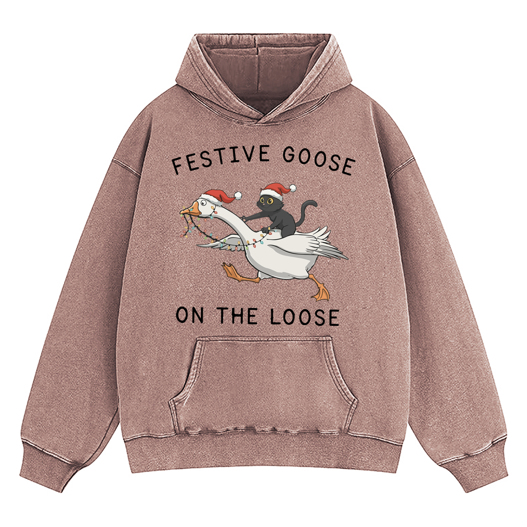 Festive Goose On The Loose Washed Hoodie