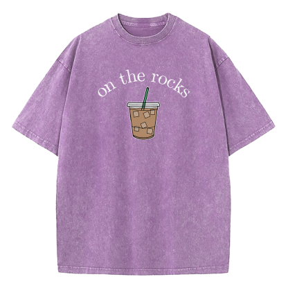 Iced Coffee Lover On The Rocks Washed T-Shirt