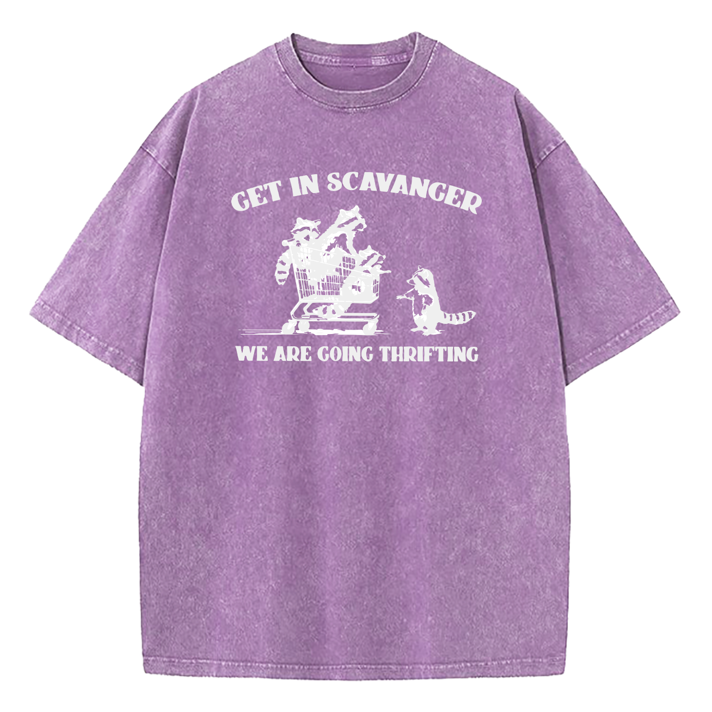 Get In Scavenger We're Going Thrifting Raccoon Washed T-Shirt