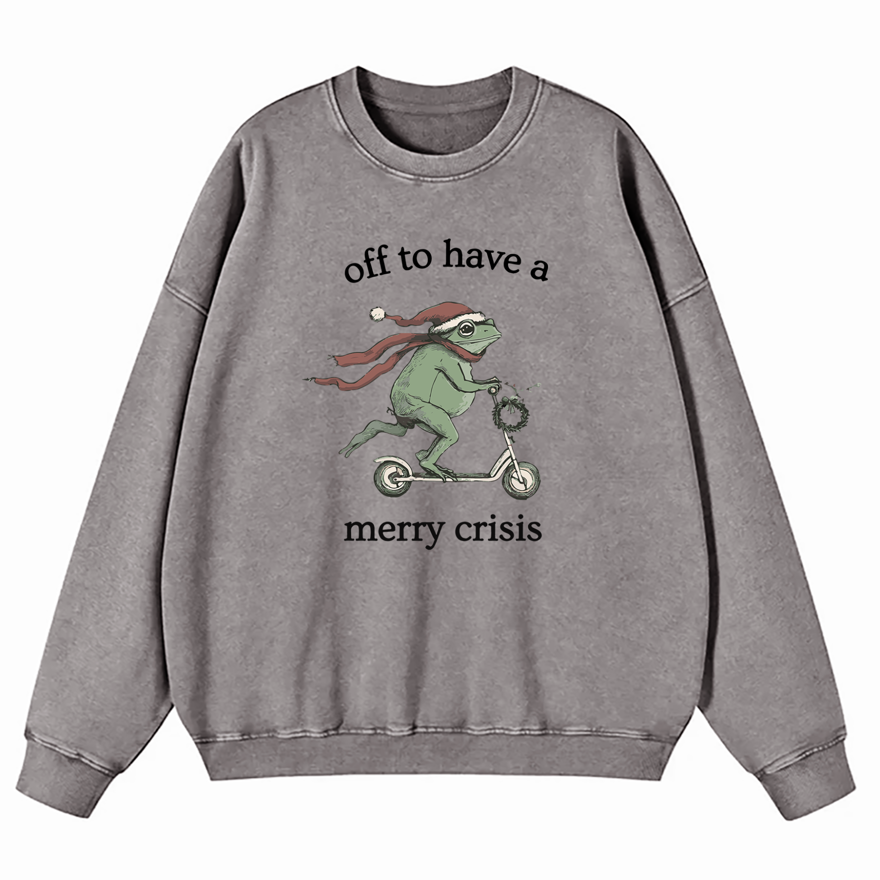 Off To Have A Merry Crisis Funny Christmas Washed Sweatshirt