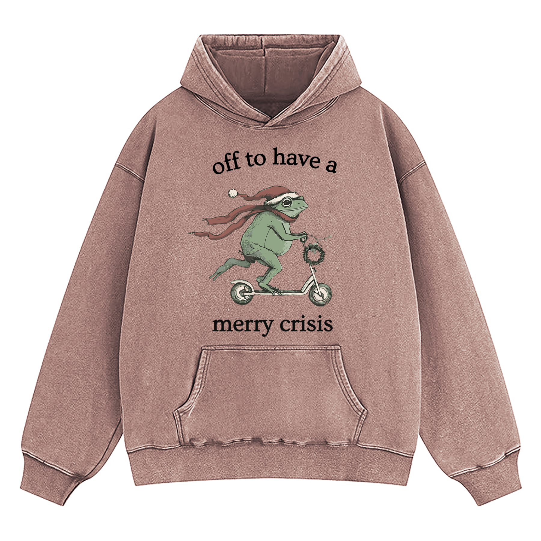 Off To Have A Merry Crisis Funny Christmas Washed Hoodie