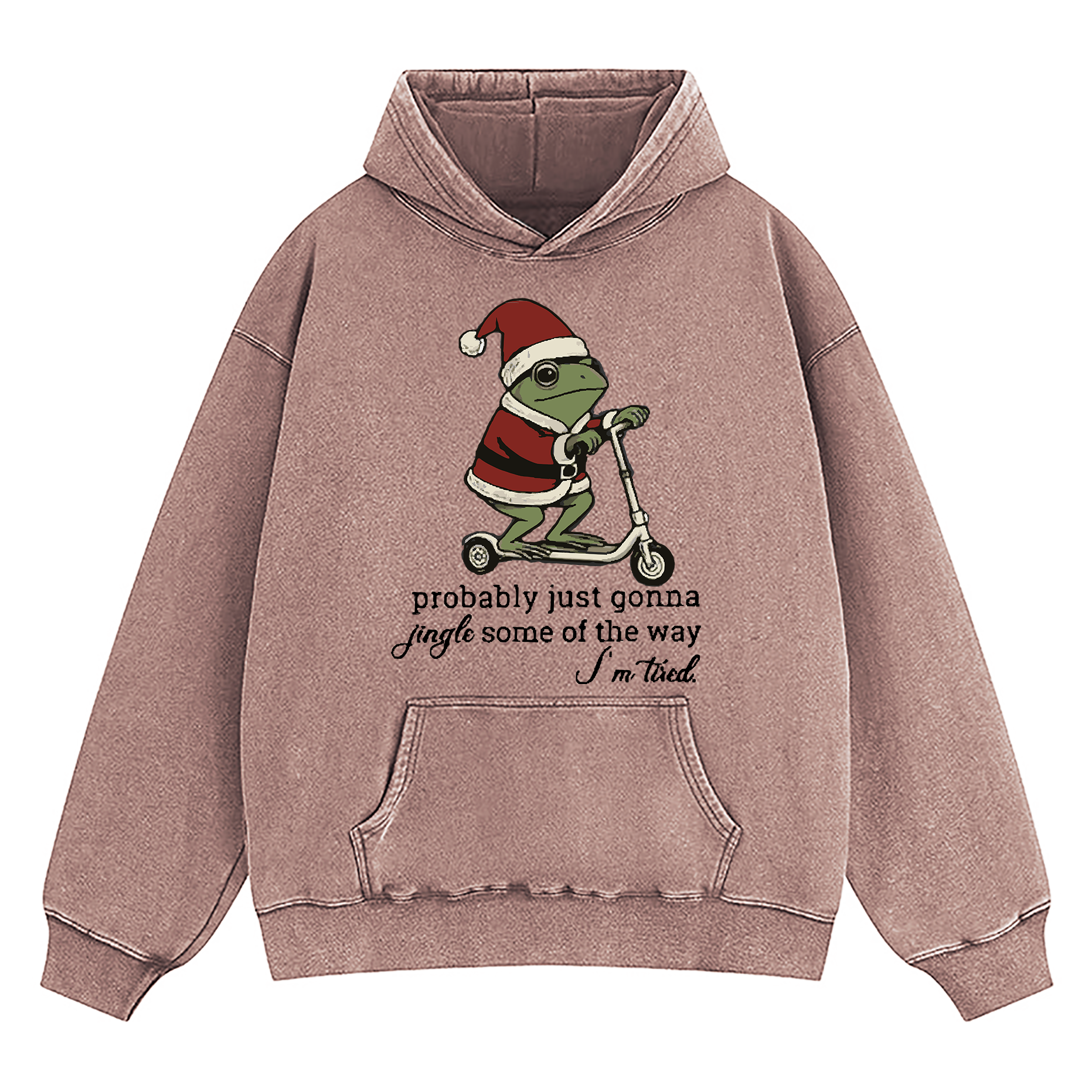 Just Gonna Jingle Tired Funny Christmas Washed Hoodie