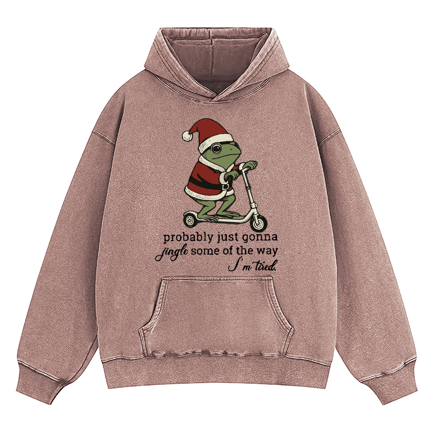 Just Gonna Jingle Tired Funny Christmas Washed Hoodie