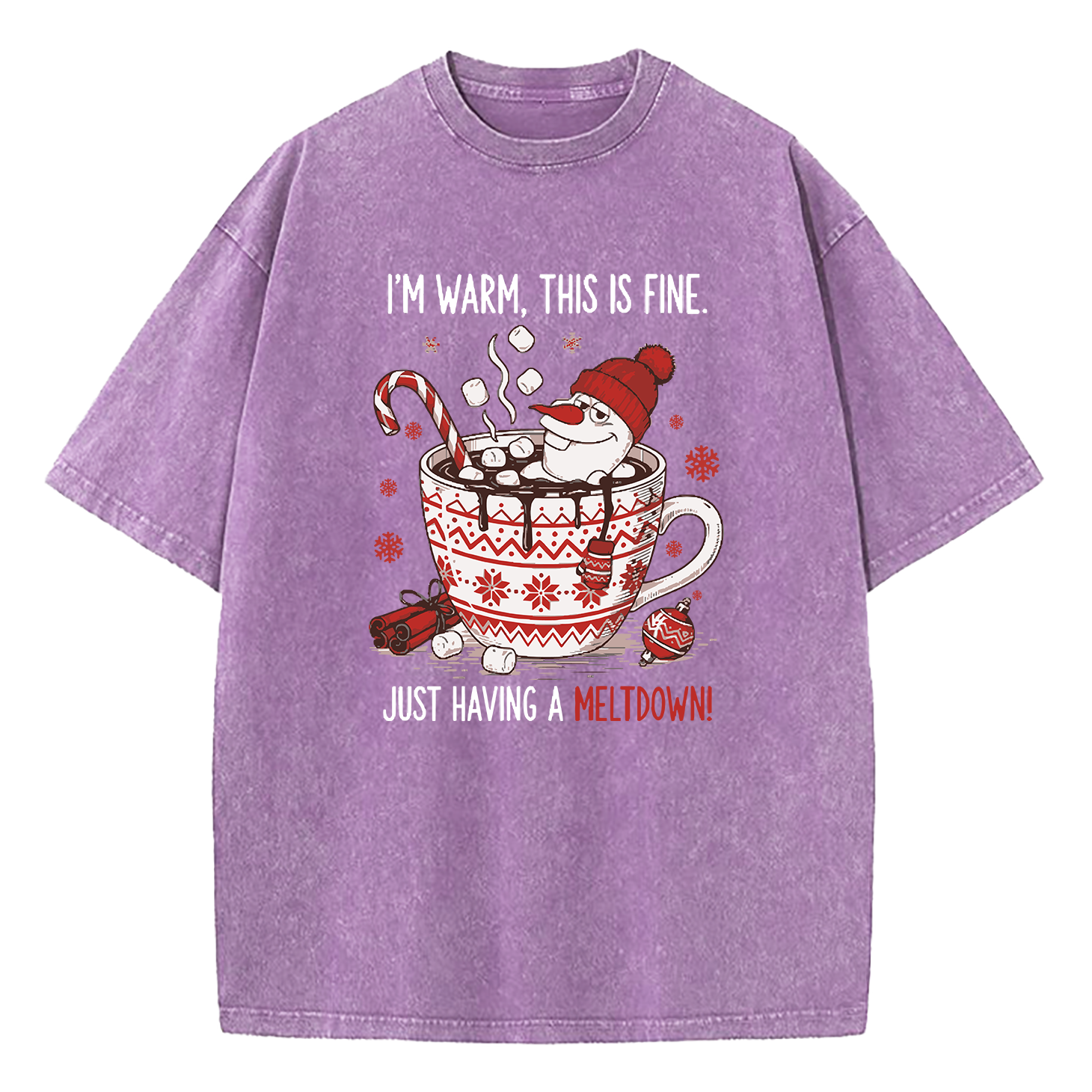 Olaf Snowman I’m Warm This Is Fine Just Having A Meltdown Washed T-Shirt