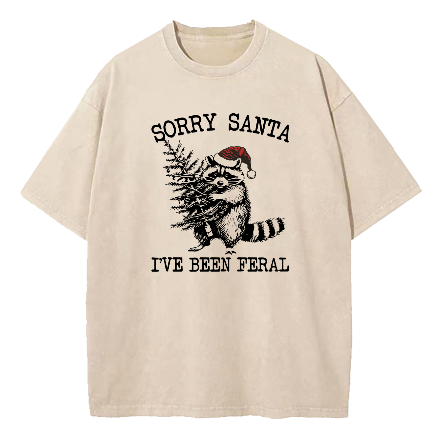 Sorry Santa I've Been Feral Washed T-Shirt