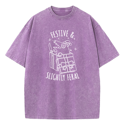 Festive & Slightly Feral Washed T-Shirt