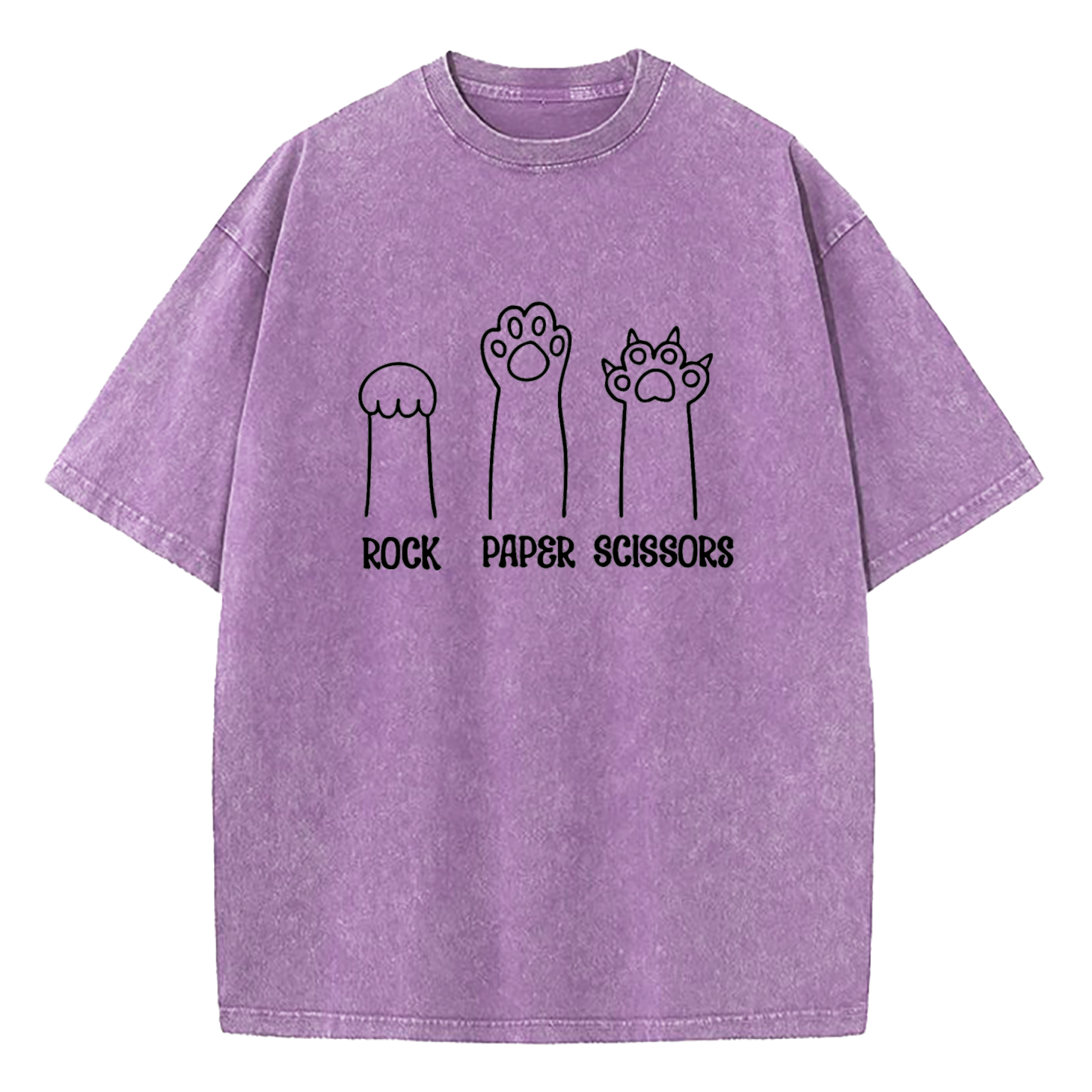 Funny Cat Paw Rock Paper Scissors Washed T-Shirt