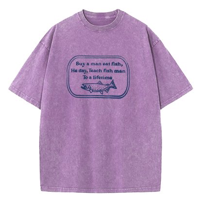 Buy A Man Eat Fish Washed T-Shirt