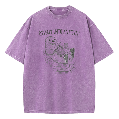 Otterly Into Knittin’ Washed T-Shirt