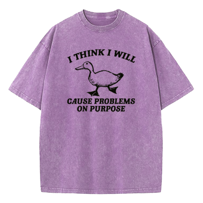 I Think I Will Cause Problems On Purpose Washed T-Shirt