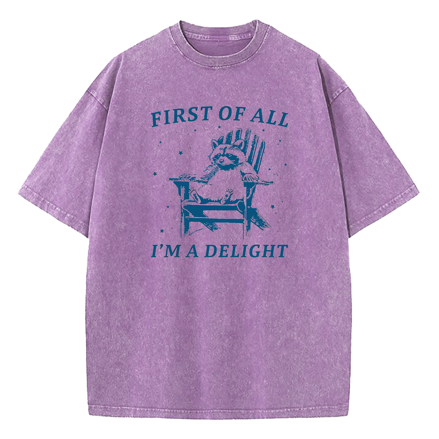 First Of All I'm A Delight Raccoon Washed T-Shirt