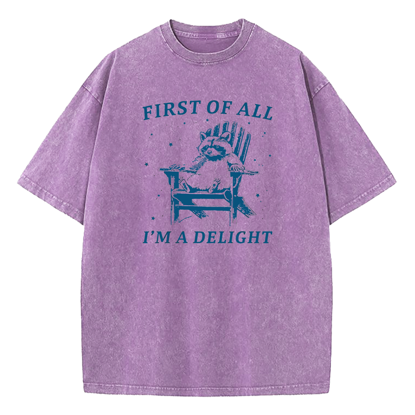 First Of All I'm A Delight Raccoon Washed T-Shirt