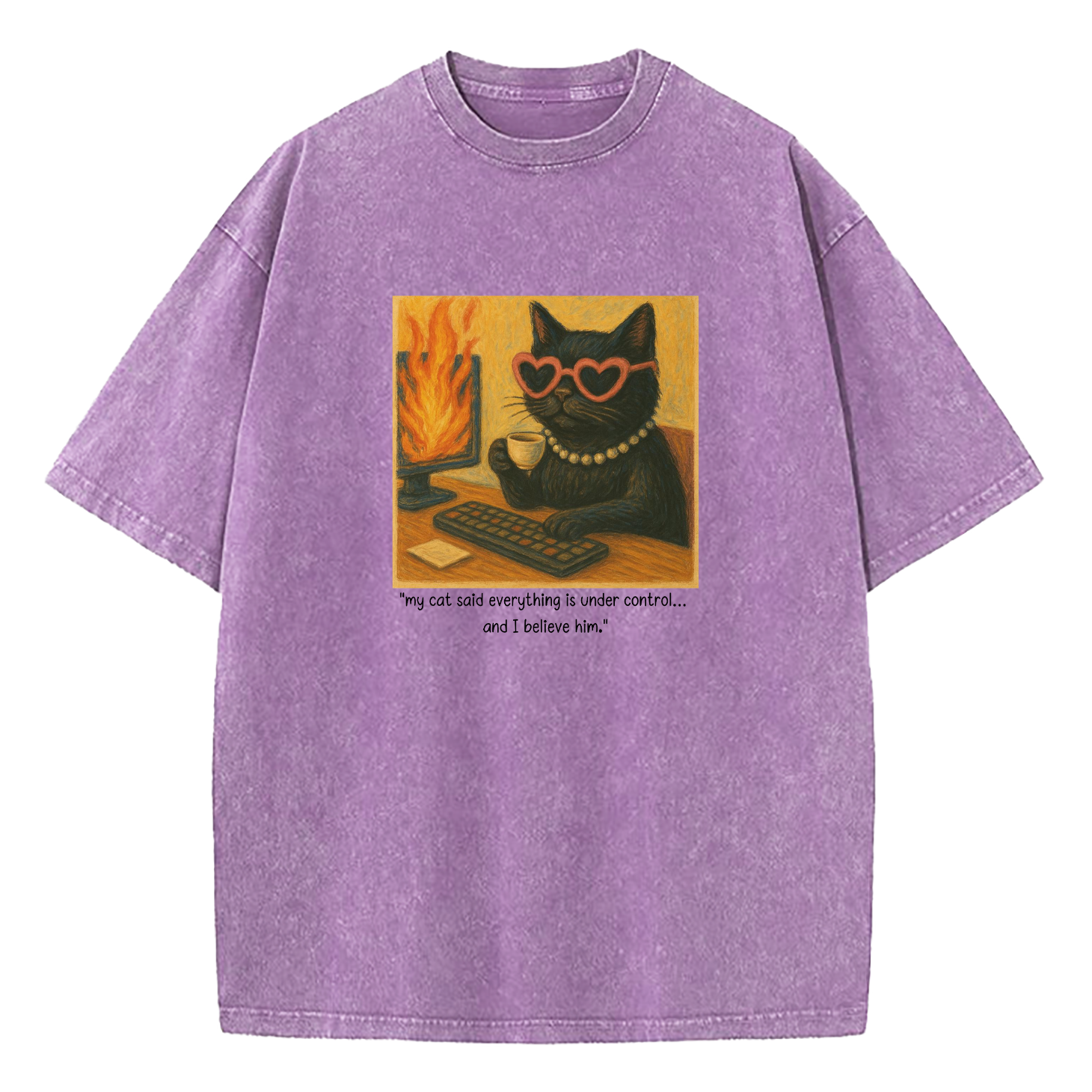 My Cat Said Everything Is Under Control Washed T-Shirt
