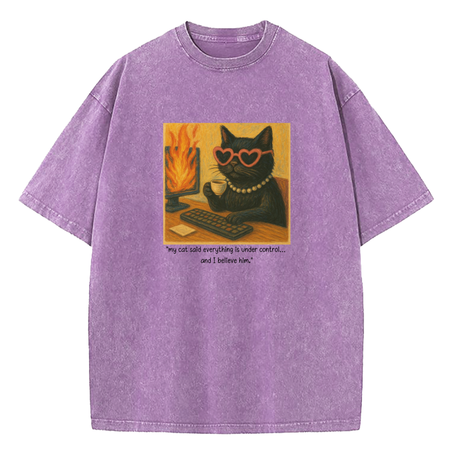 My Cat Said Everything Is Under Control Washed T-Shirt