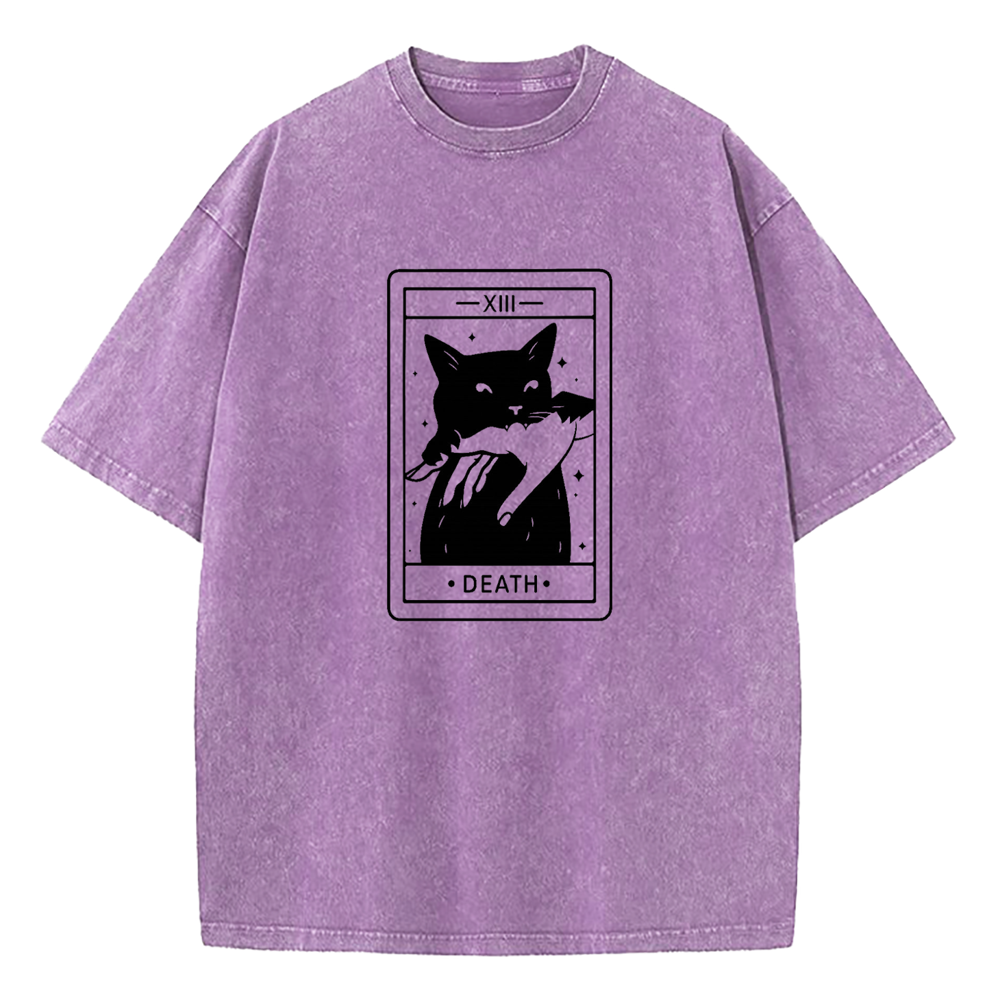 Tarot Death Cat Tarot Washed T-Shirt