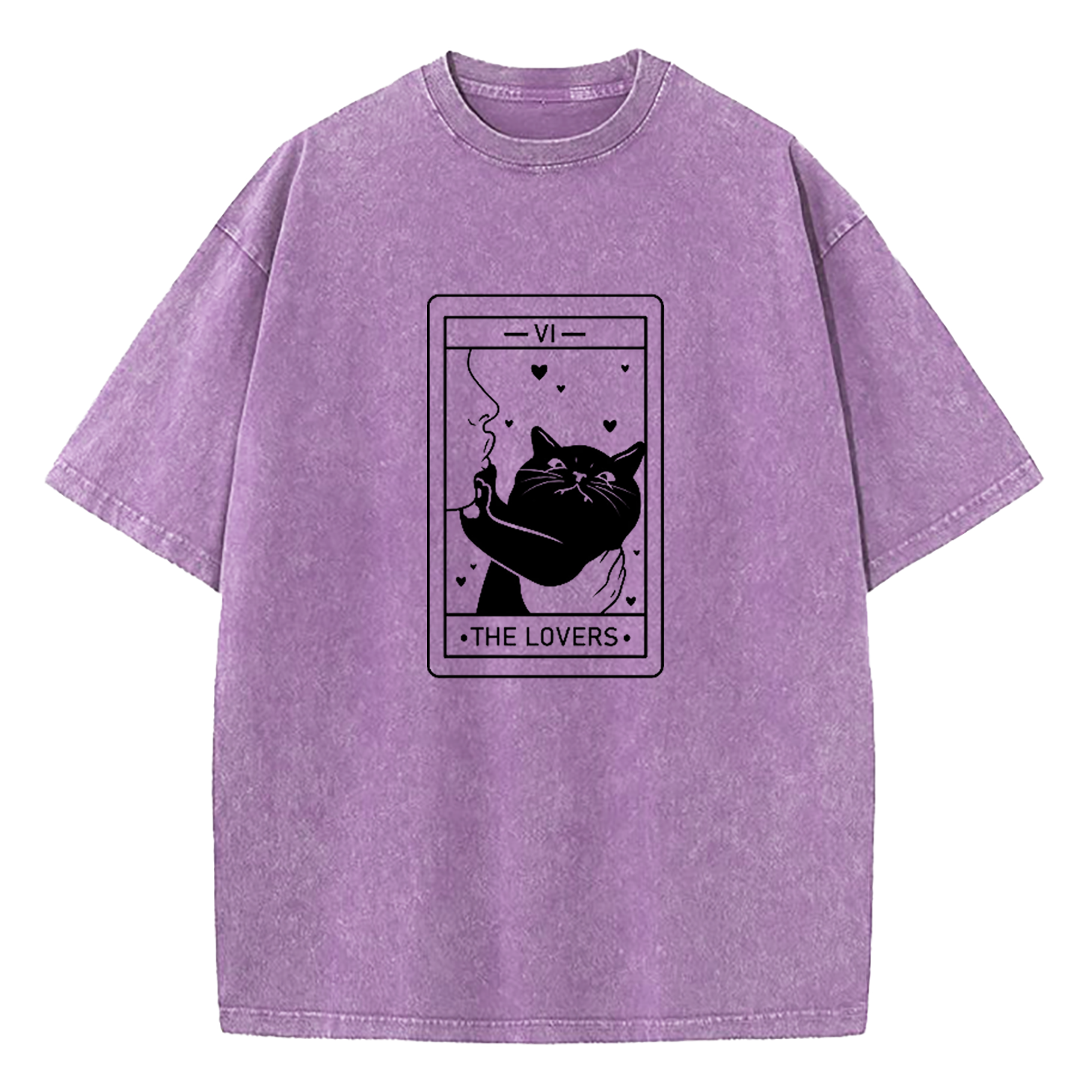 The Lovers Cat Tarot Washed T-Shirt