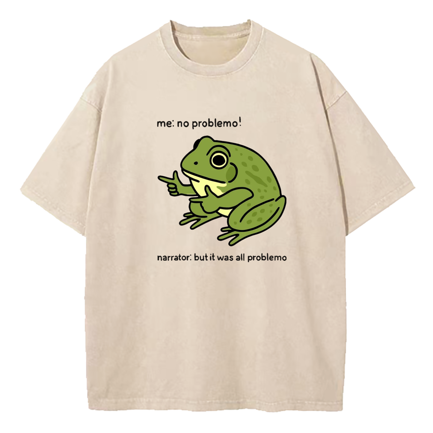 Funny Frog Me No Problemo Narrator Washed T-Shirt