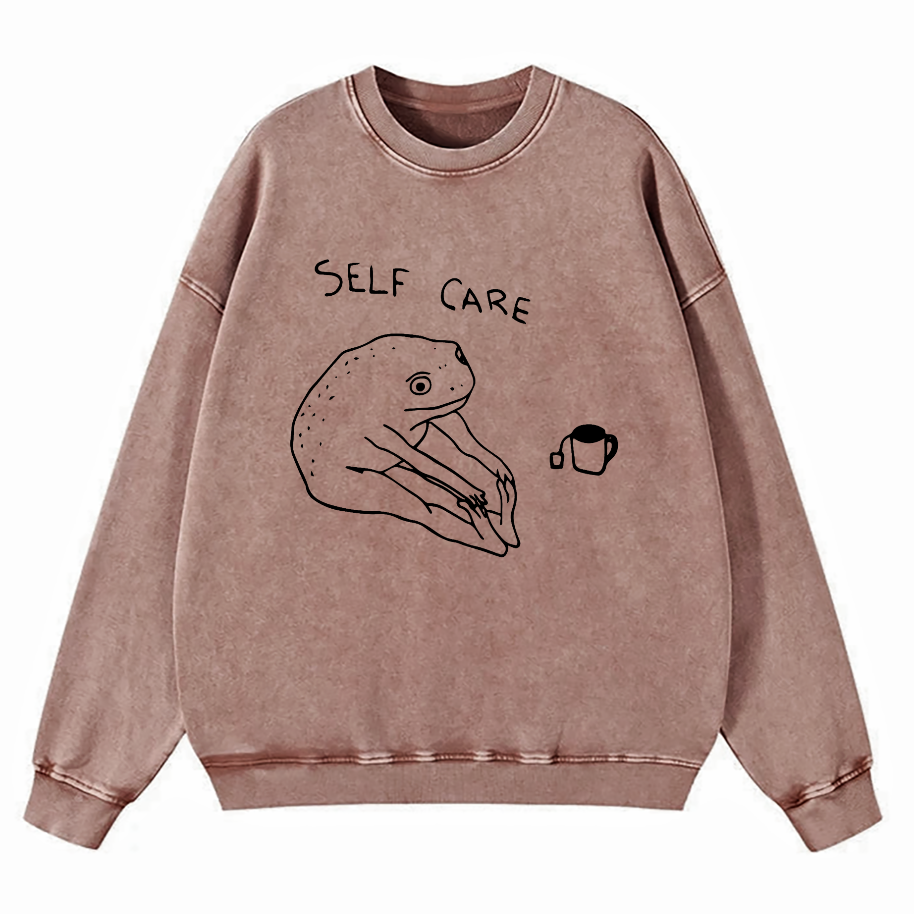 Self Care Frog Washed Sweatshirt