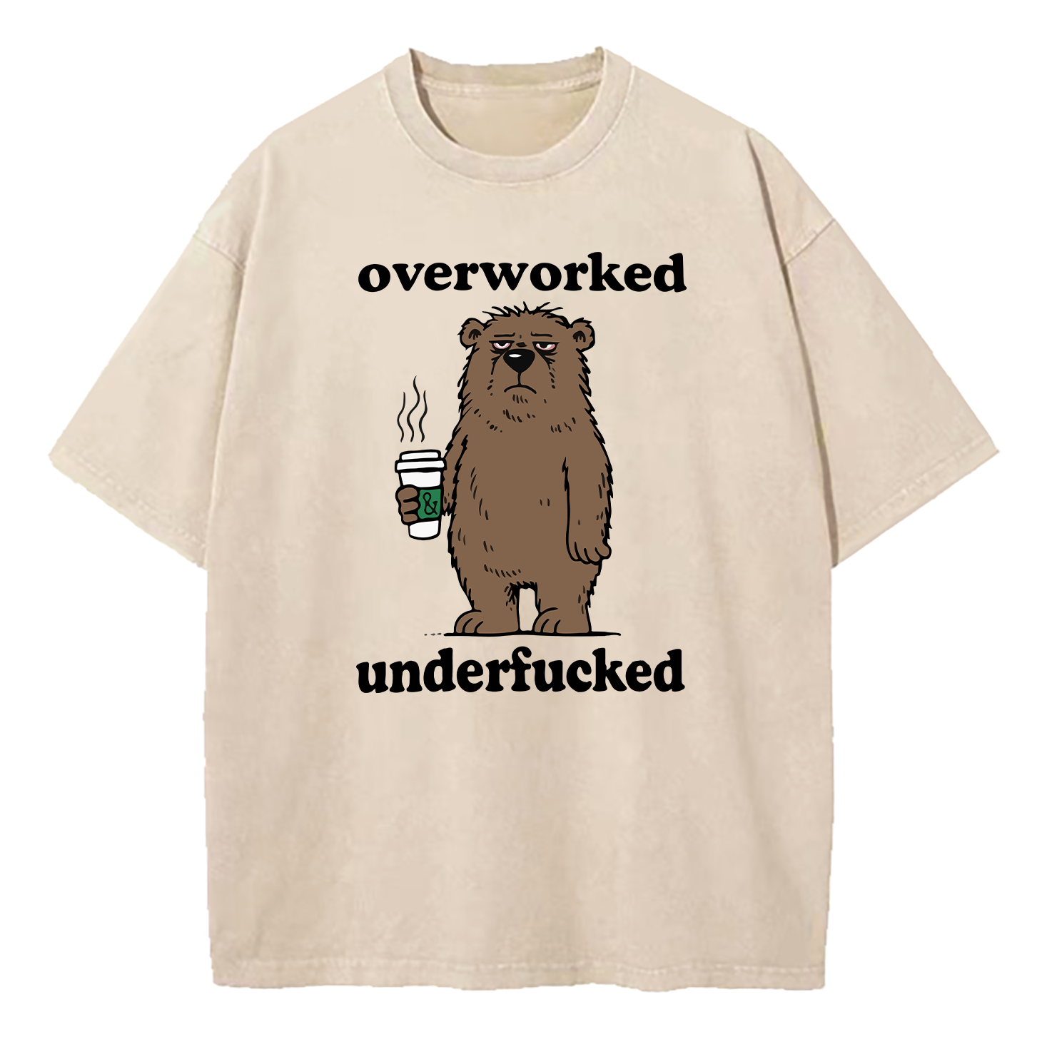 Bear Overworked Underfucked Washed T-Shirt