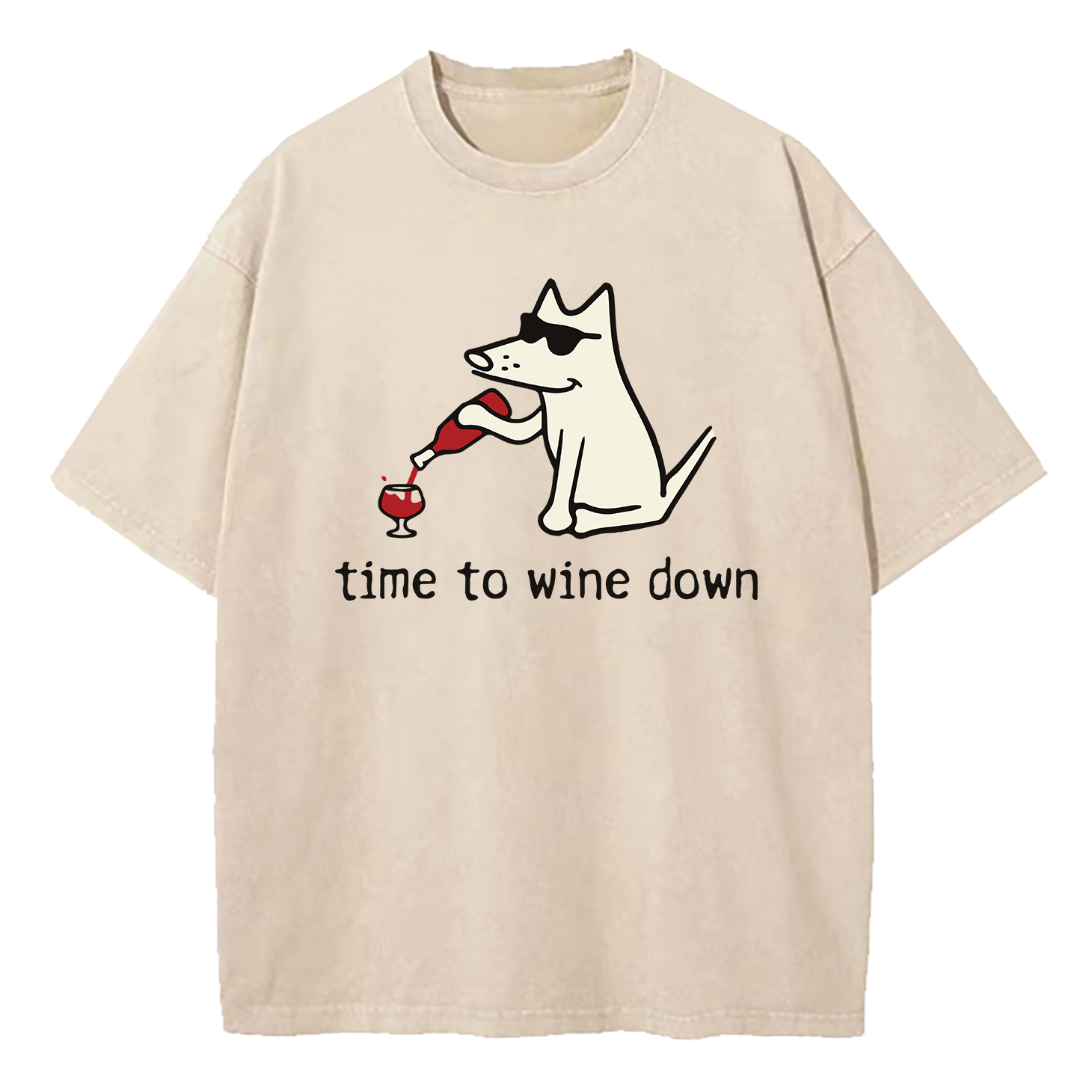Pick Of The Litter Time To Wine Down Washed T-Shirt