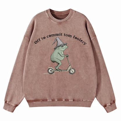 Off To Commit Tom Foolery Washed Sweatshirt