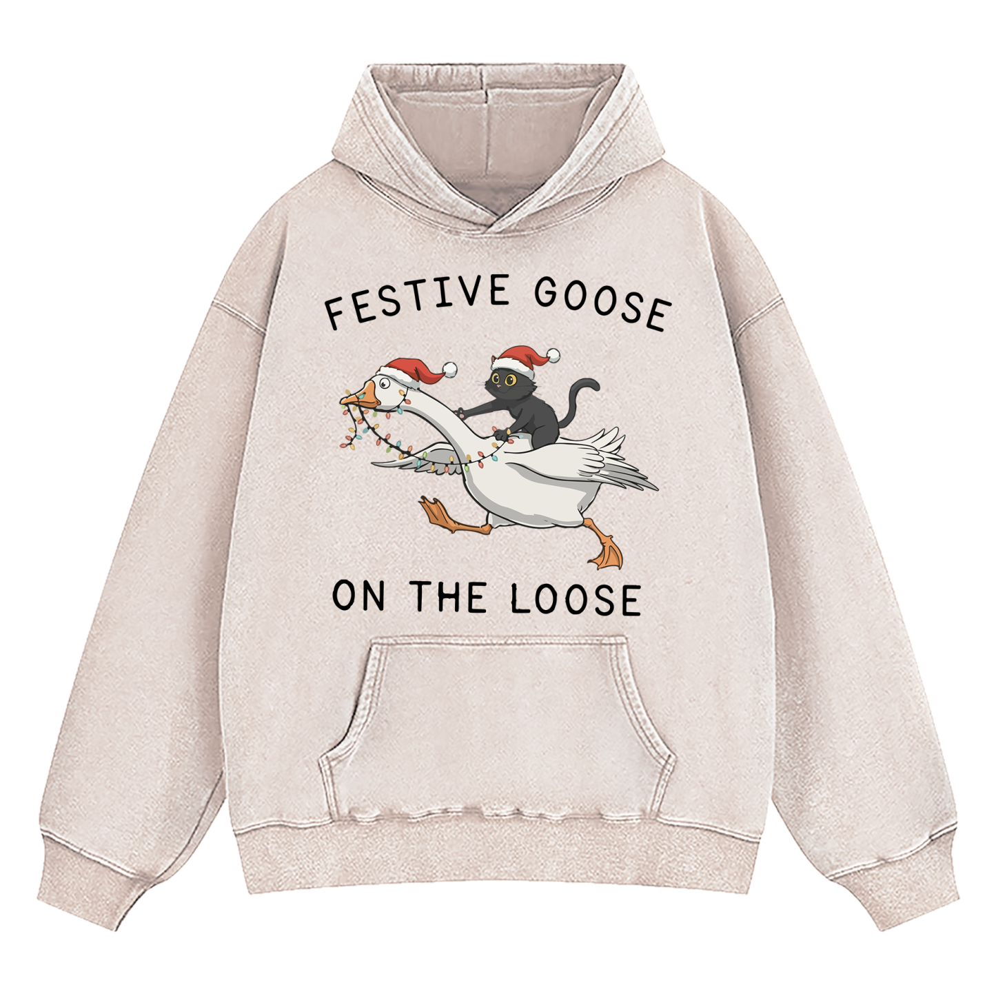 Festive Goose On The Loose Washed Hoodie