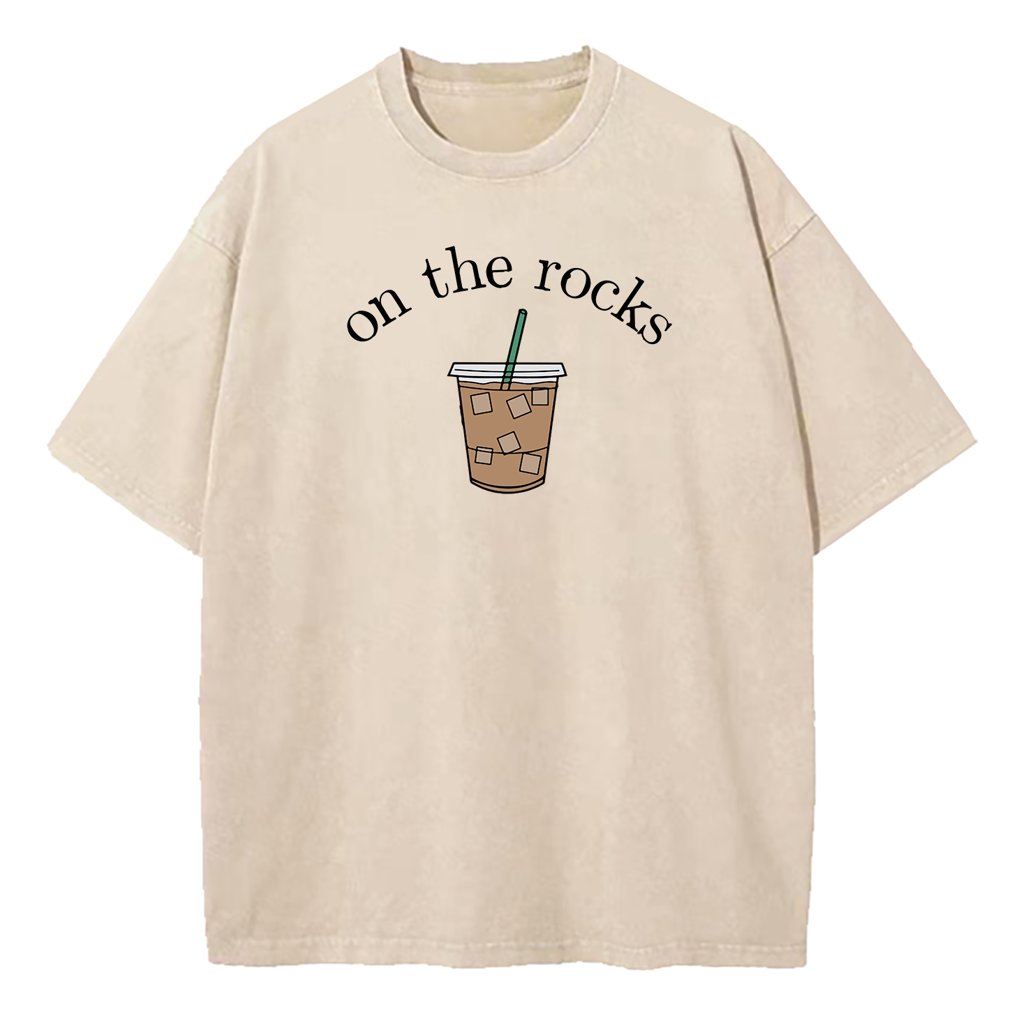 Iced Coffee Lover On The Rocks Washed T-Shirt