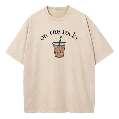 Iced Coffee Lover On The Rocks Washed T-Shirt
