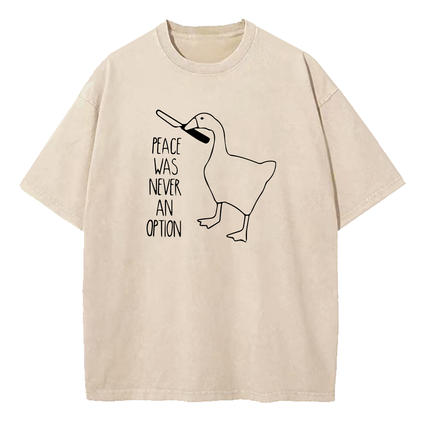Goose Meme Peace Was Never An Option Washed T-Shirt