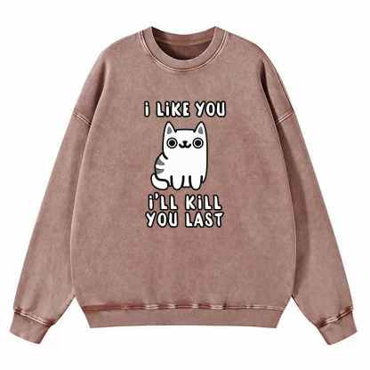 I Like You I'll Kill You Last Washed Sweatshirt