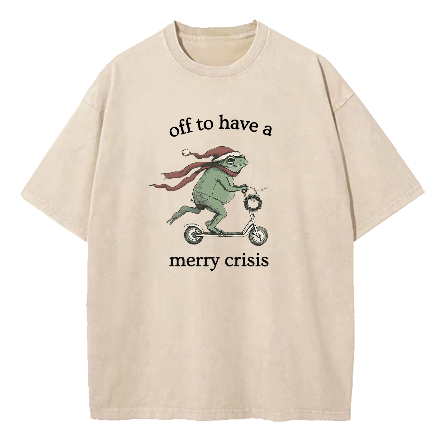 Off To Have A Merry Crisis Funny Christmas Washed T-Shirt