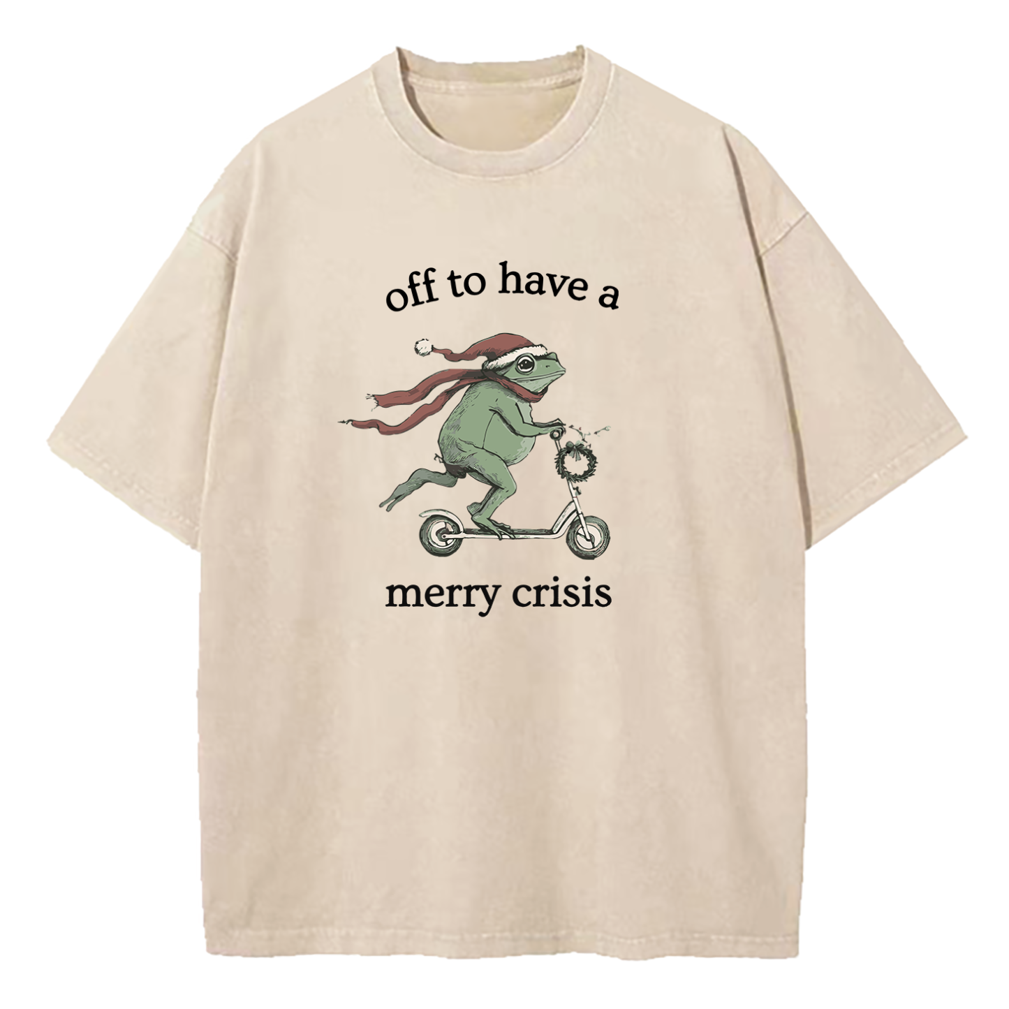 Off To Have A Merry Crisis Funny Christmas Washed T-Shirt