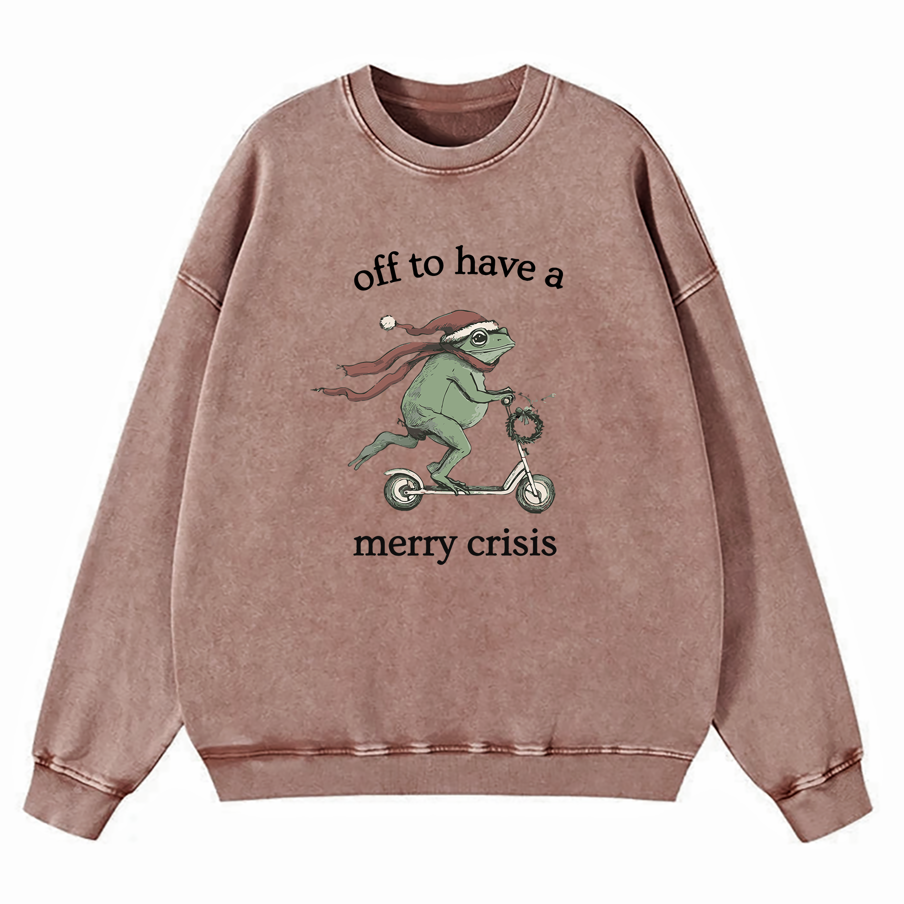 Off To Have A Merry Crisis Funny Christmas Washed Sweatshirt