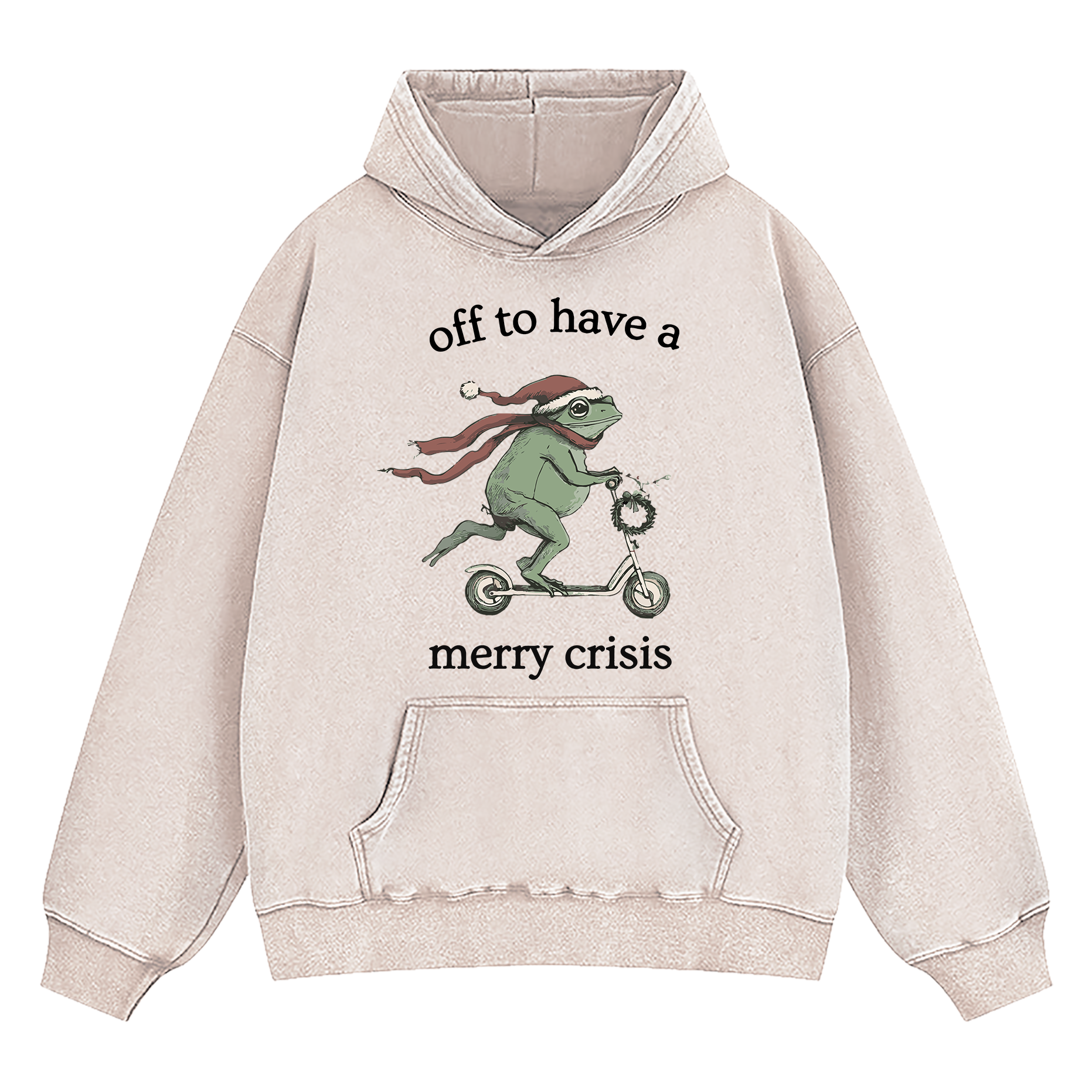 Off To Have A Merry Crisis Funny Christmas Washed Hoodie