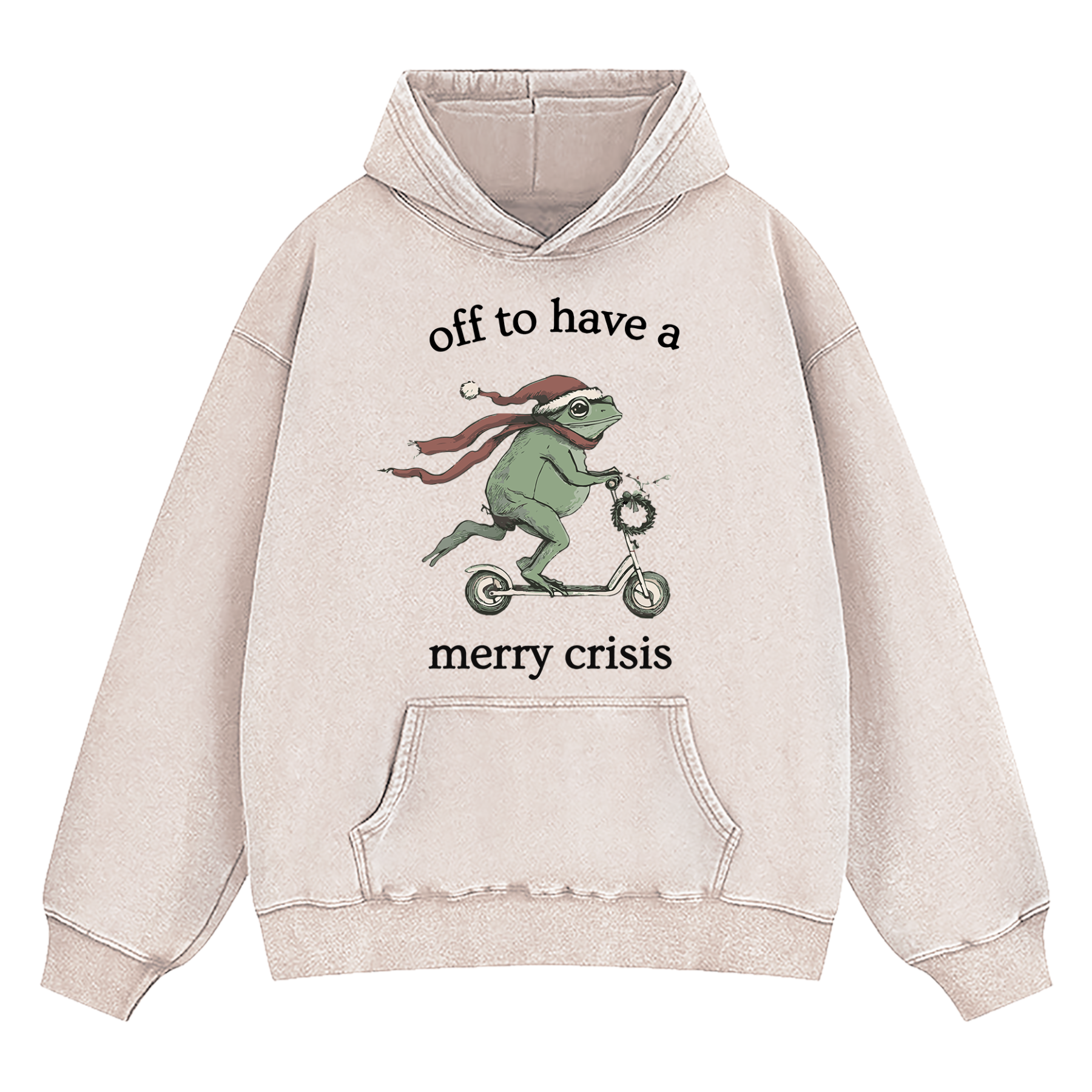 Off To Have A Merry Crisis Funny Christmas Washed Hoodie
