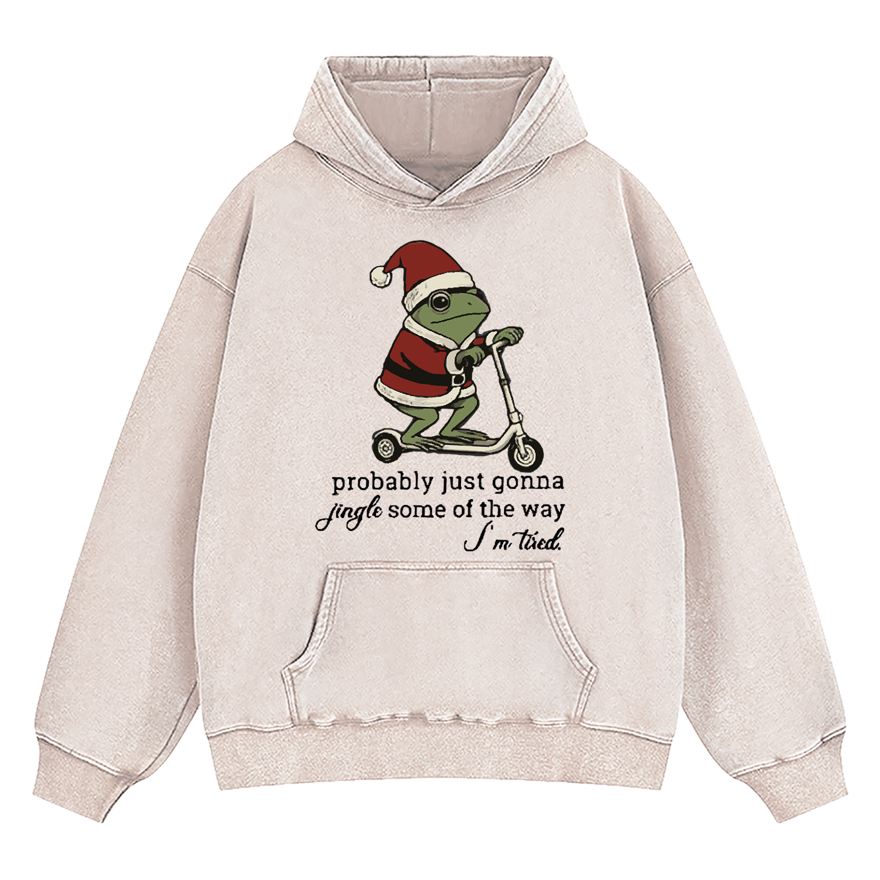 Just Gonna Jingle Tired Funny Christmas Washed Hoodie