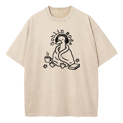Cozy Goblin Mode Duck Washed T-Shirt