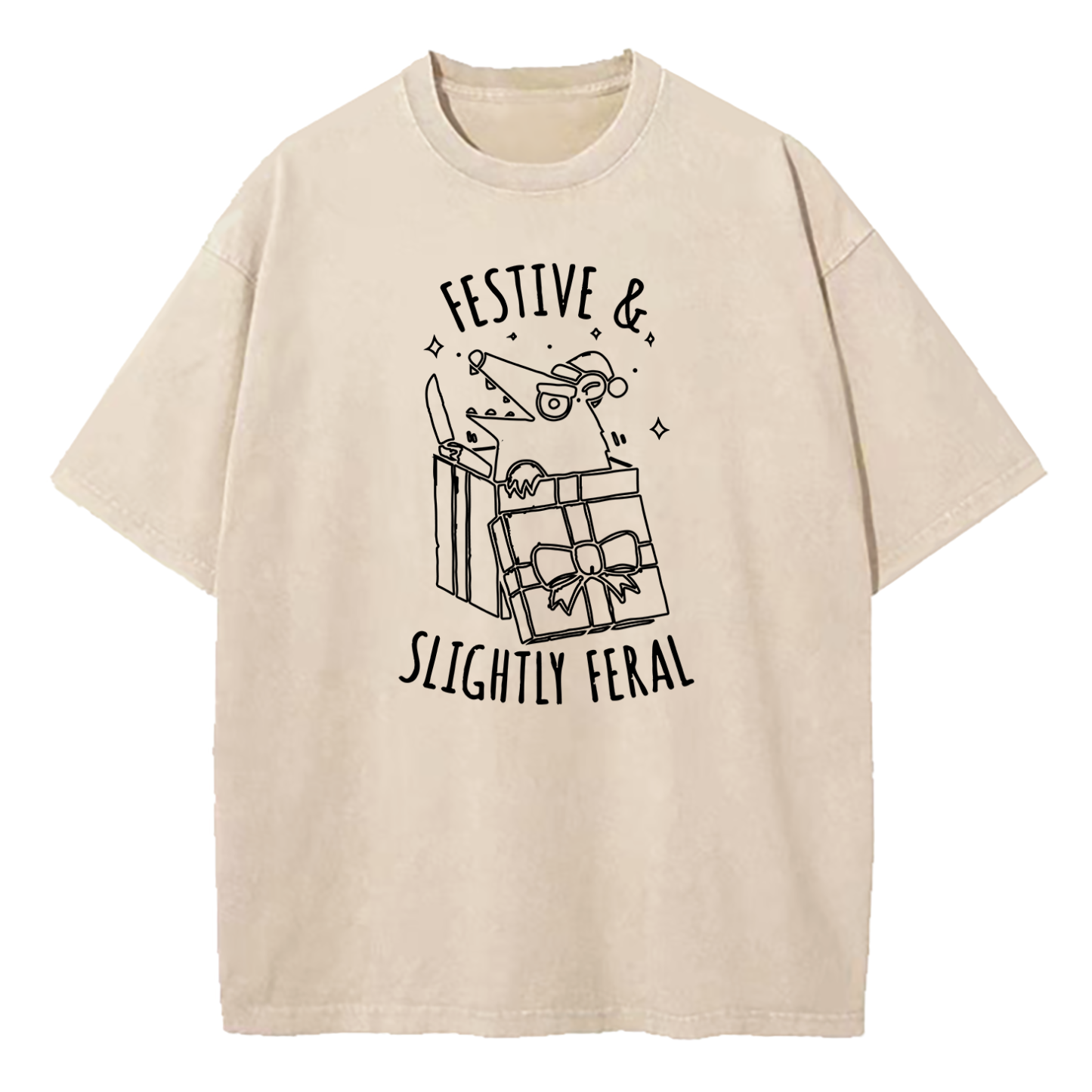 Festive & Slightly Feral Washed T-Shirt