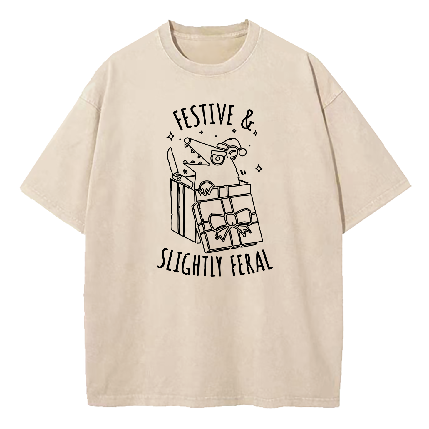 Festive & Slightly Feral Washed T-Shirt