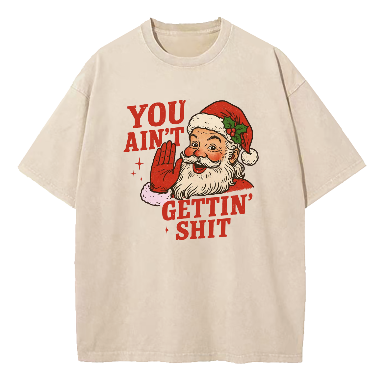 You Aint Getting Shit Funny Christmas Washed T-Shirt