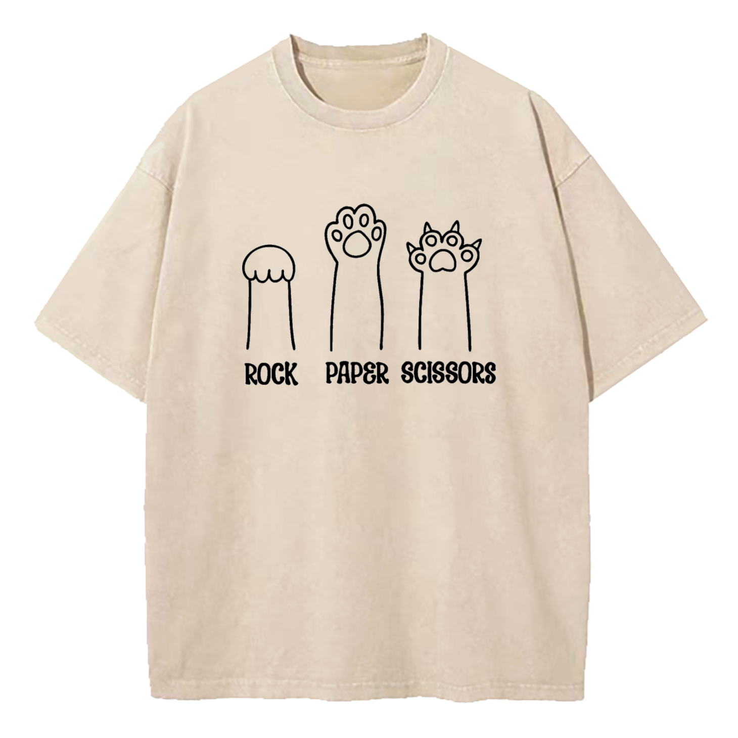 Funny Cat Paw Rock Paper Scissors Washed T-Shirt
