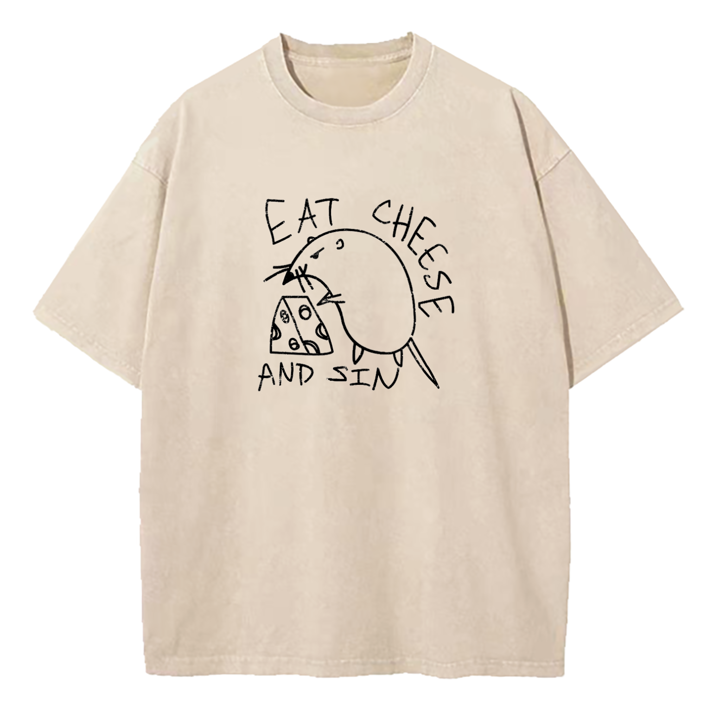 Eat Cheese And Sin Washed T-Shirt