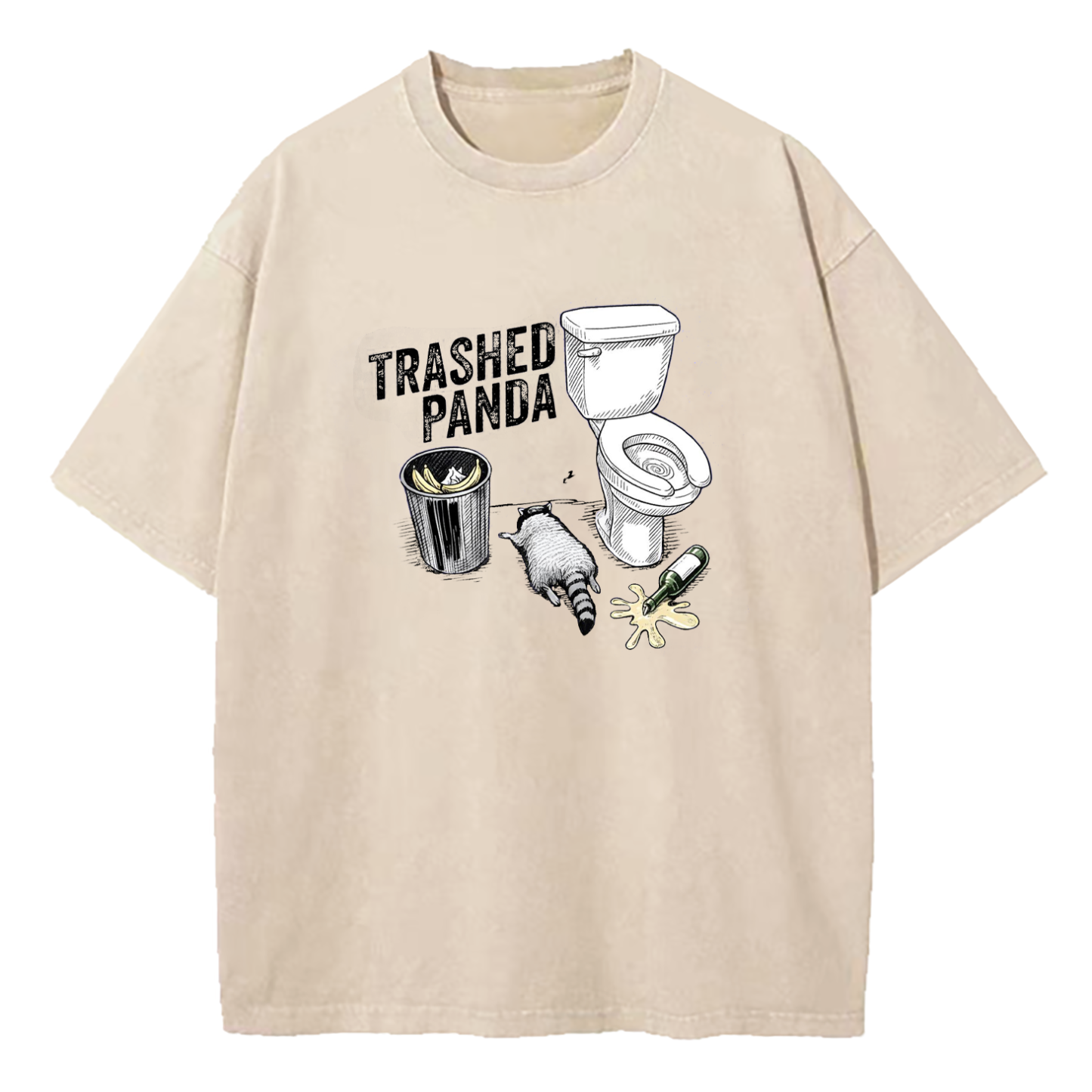 Trashed Panda Funny Drunk Raccoon Washed T-Shirt