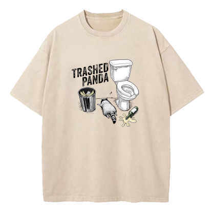 Trashed Panda Funny Drunk Raccoon Washed T-Shirt